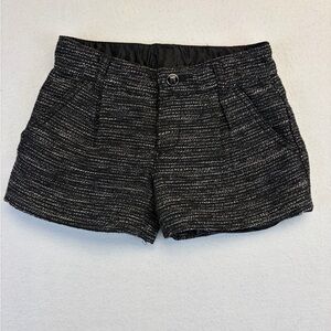 Gap Kids Girls Shorts Tweed Black Gray Size 6 Metallic Adjustable Waist Pleated